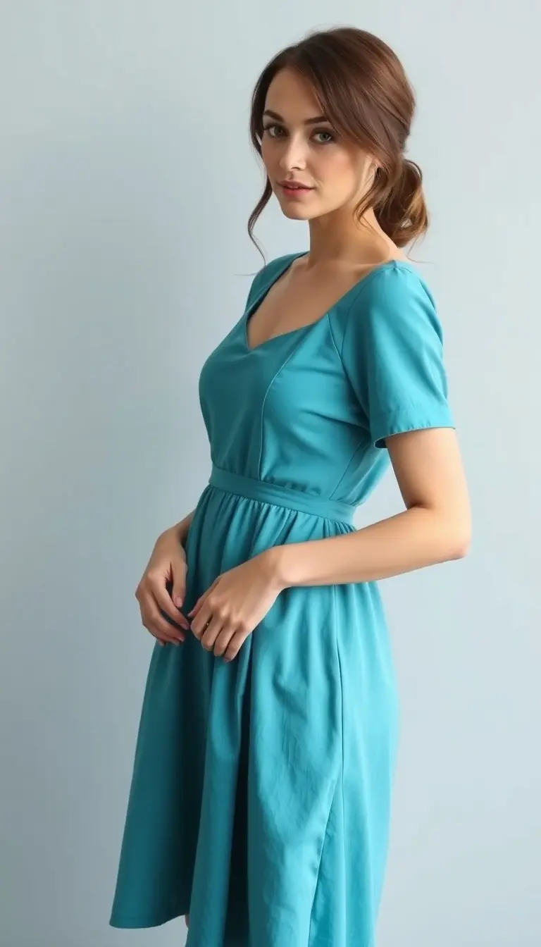 Teal Blue A-Line Dress