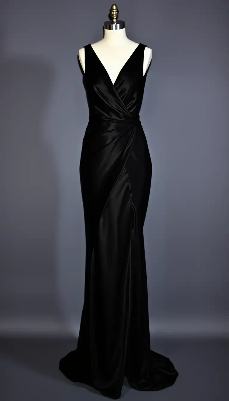 Black Satin Evening Dress