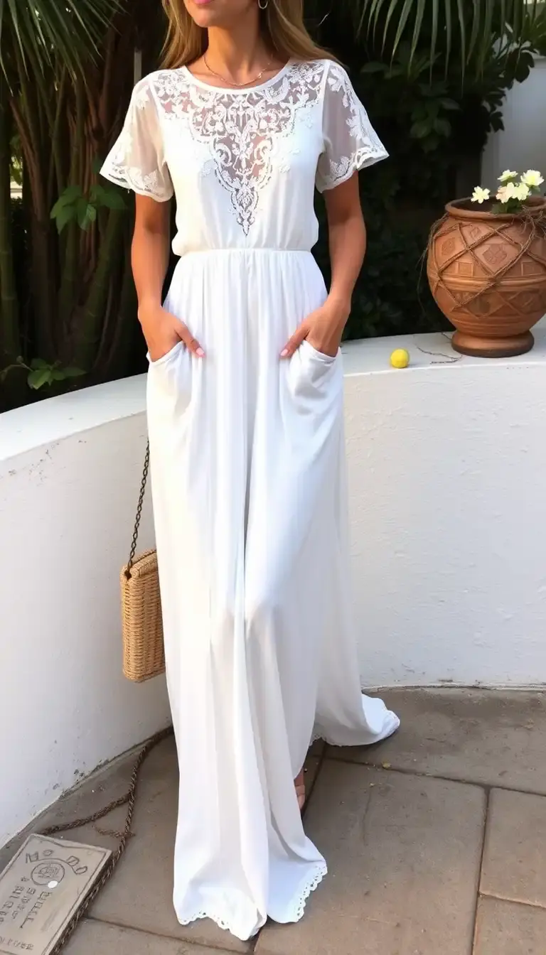 White Maxi Dress with Lace
