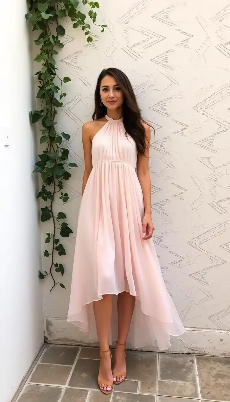 Halter Neck Chiffon Midi Dress