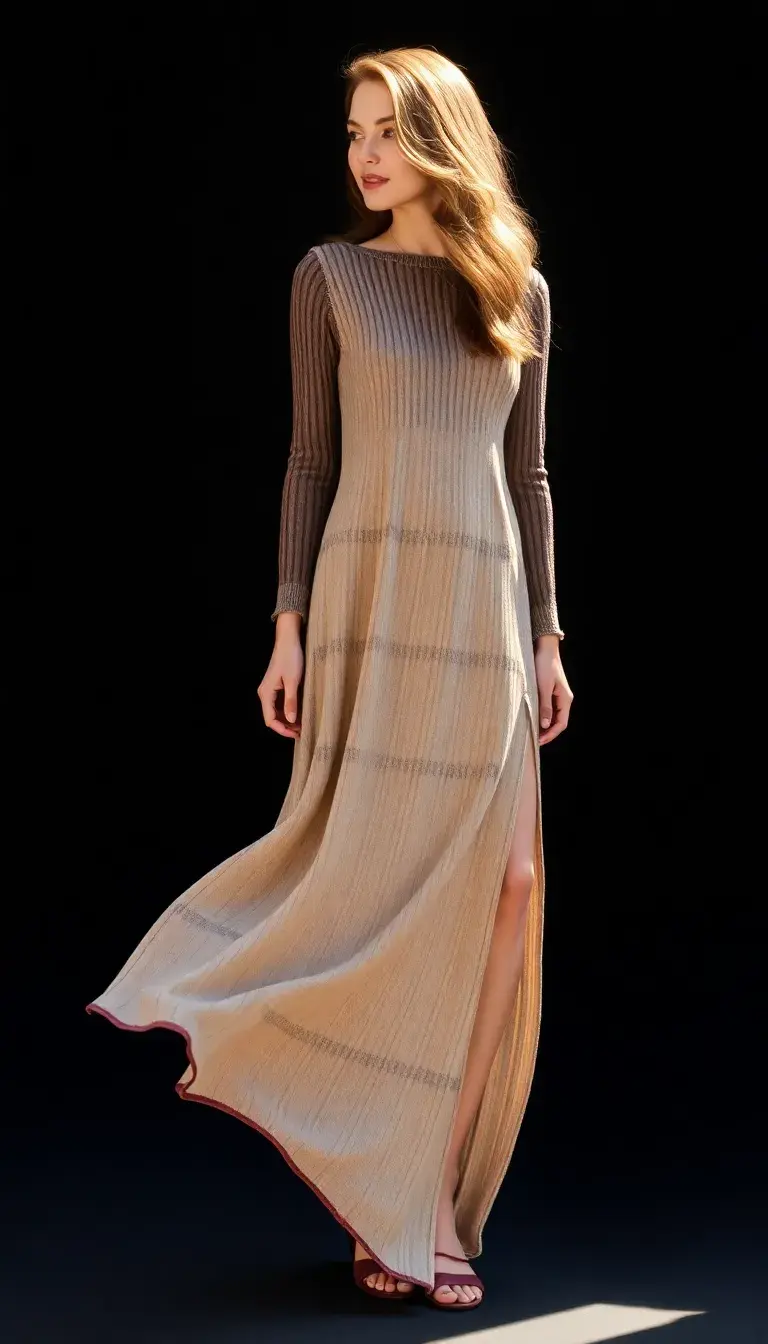 Knitted Maxi Dress with Slit