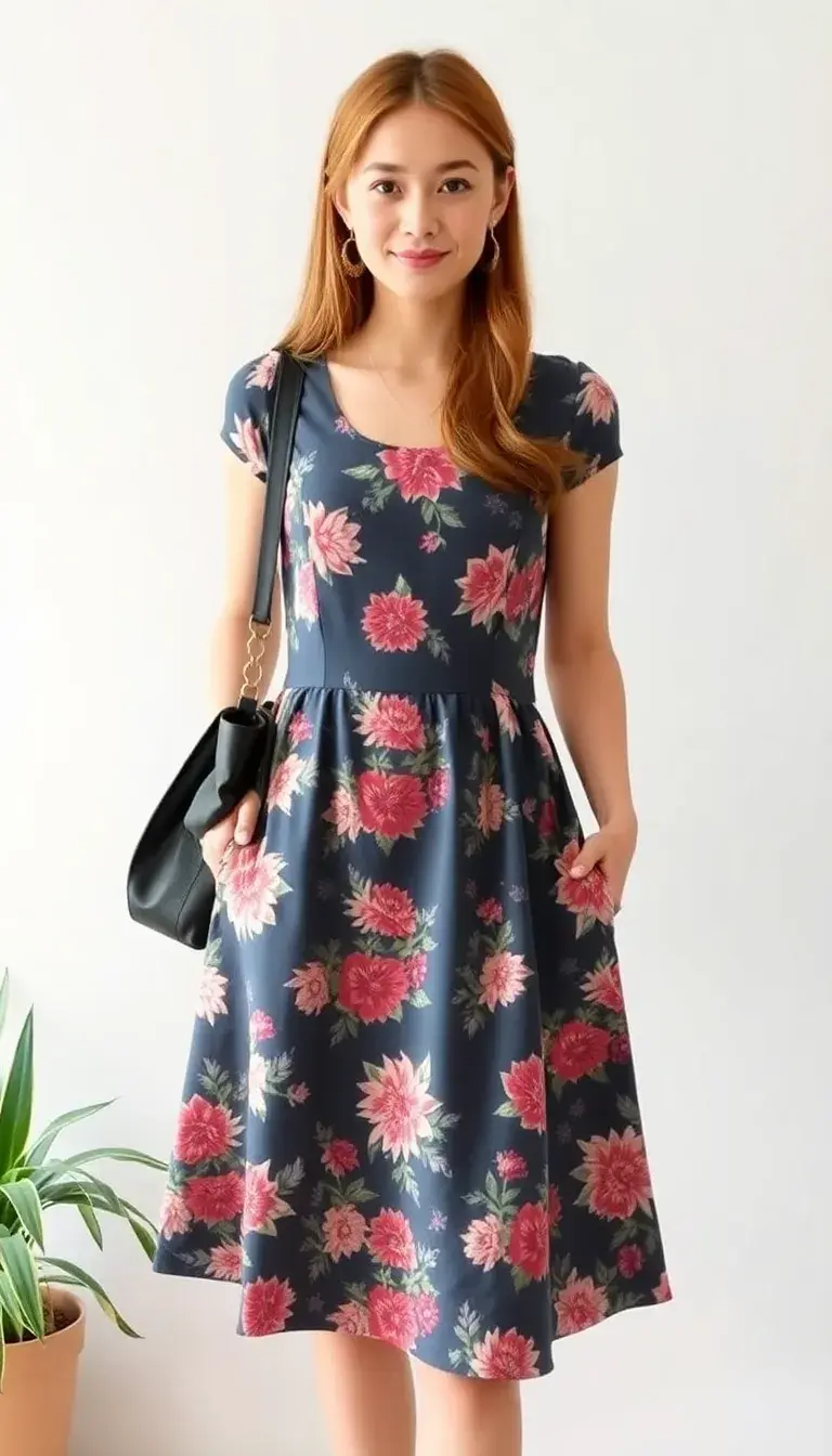 Floral Print Pinafore Dress