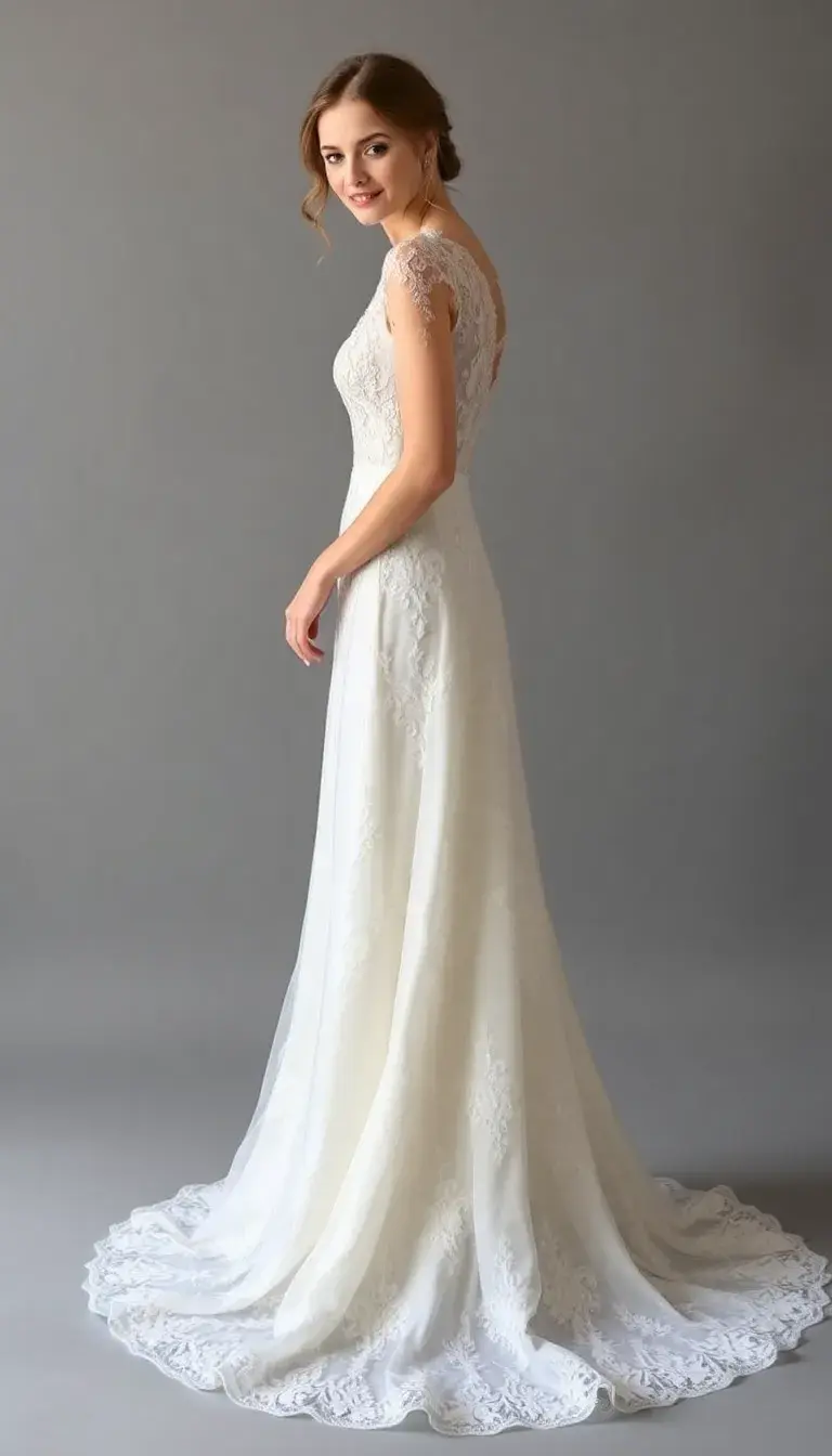 A delicate UK lace A-line prom dress