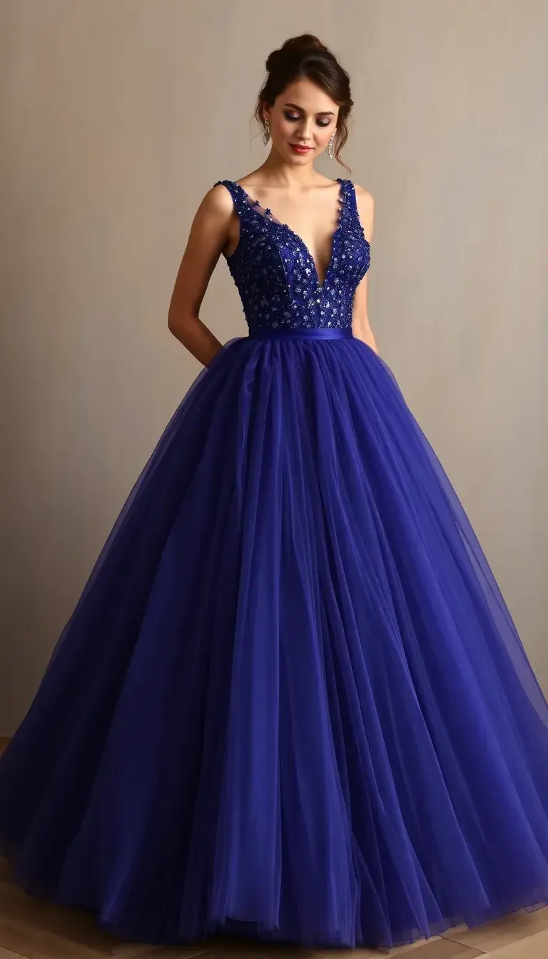A fluffy UK tulle ball gown prom