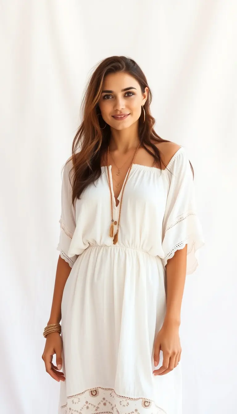 Women's White Boho Dress