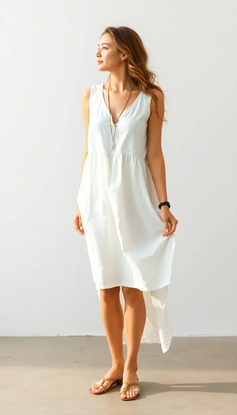 Women's White Linen Dress