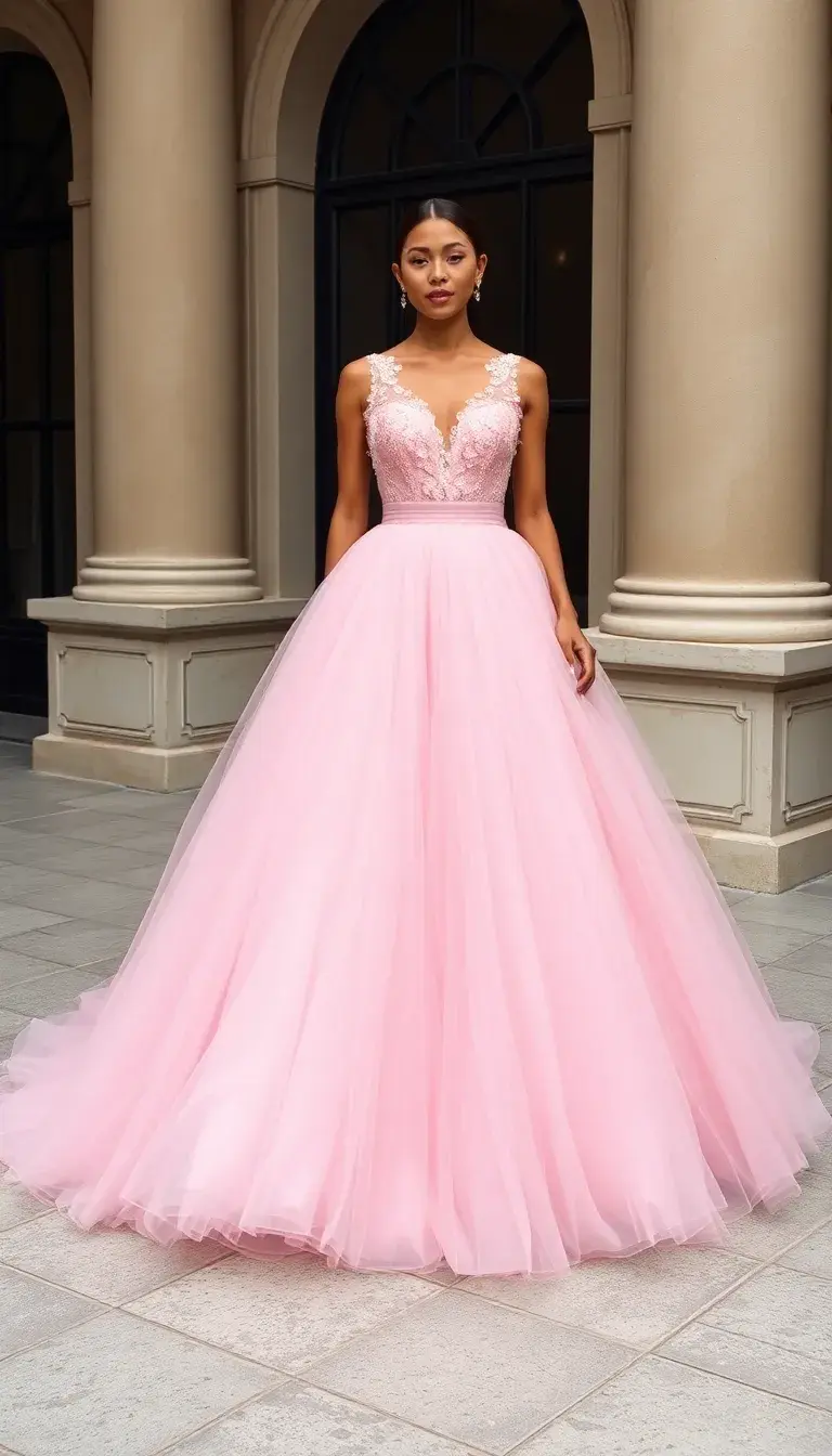 Fluffy Pink Tulle Ball Gown Prom Dress