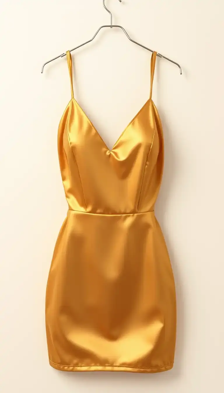 Gold Satin Mini Dress with straps
