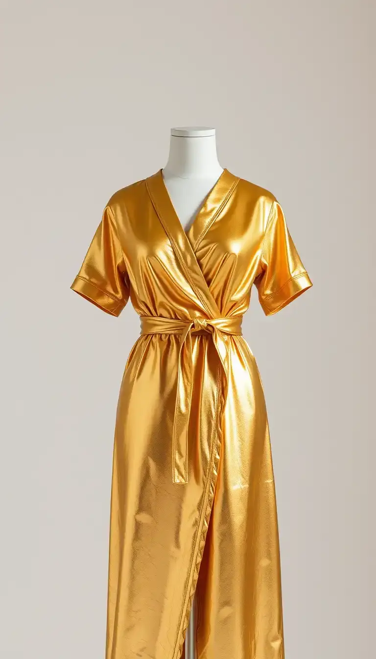 Gold Wrap Dress with belt
