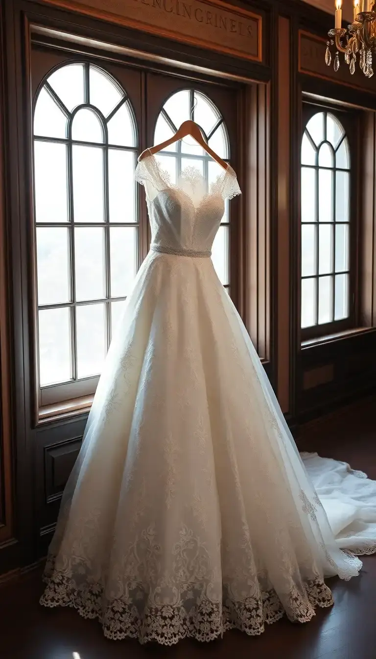 Basque Waist Lace Wedding Dress