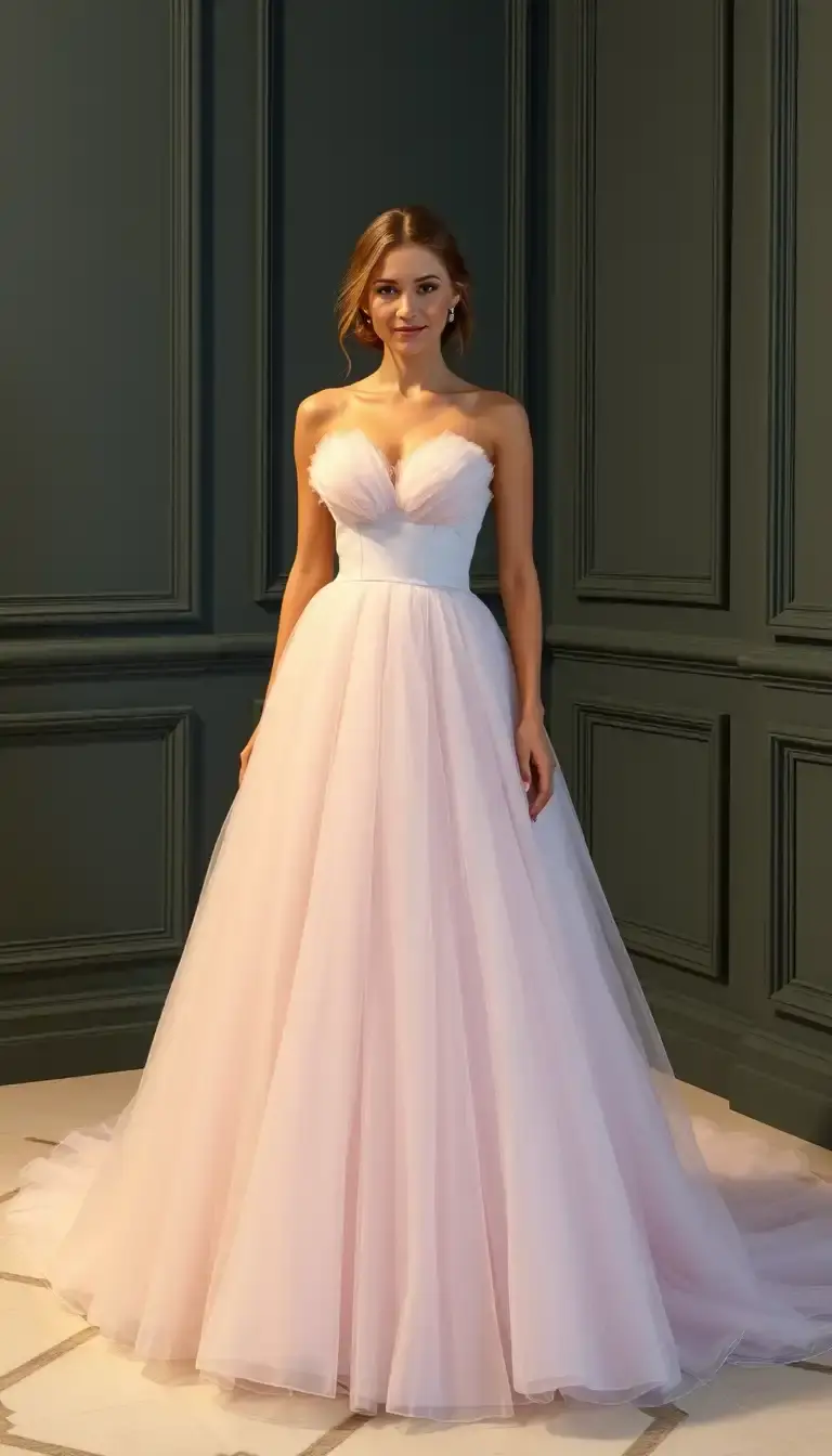 Basque Waist Tulle Ball Gown
