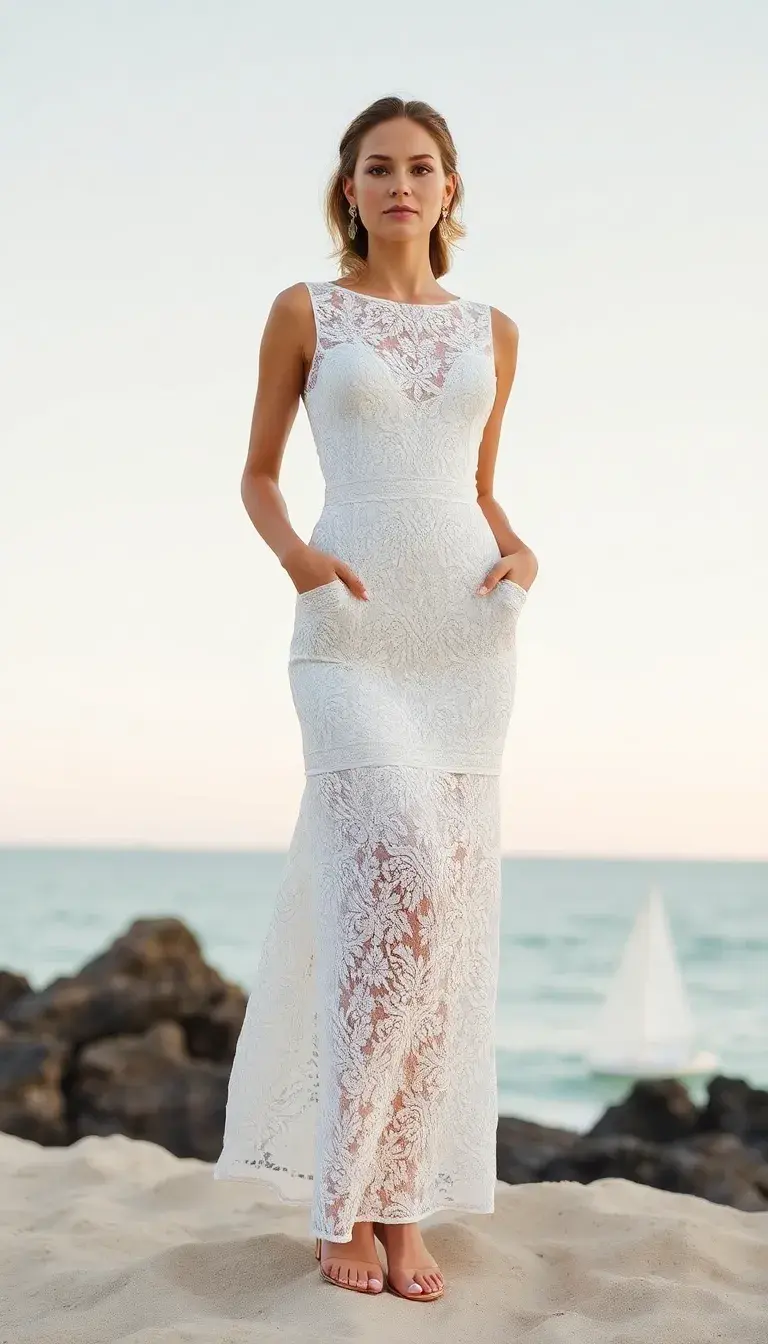 Lace Midi Beach Guest Dress
