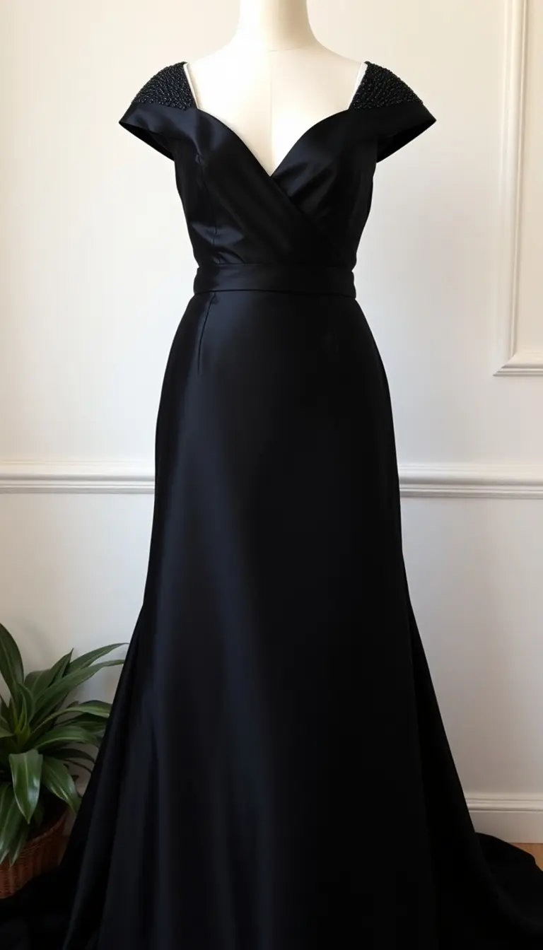 Black Satin Formal Gown