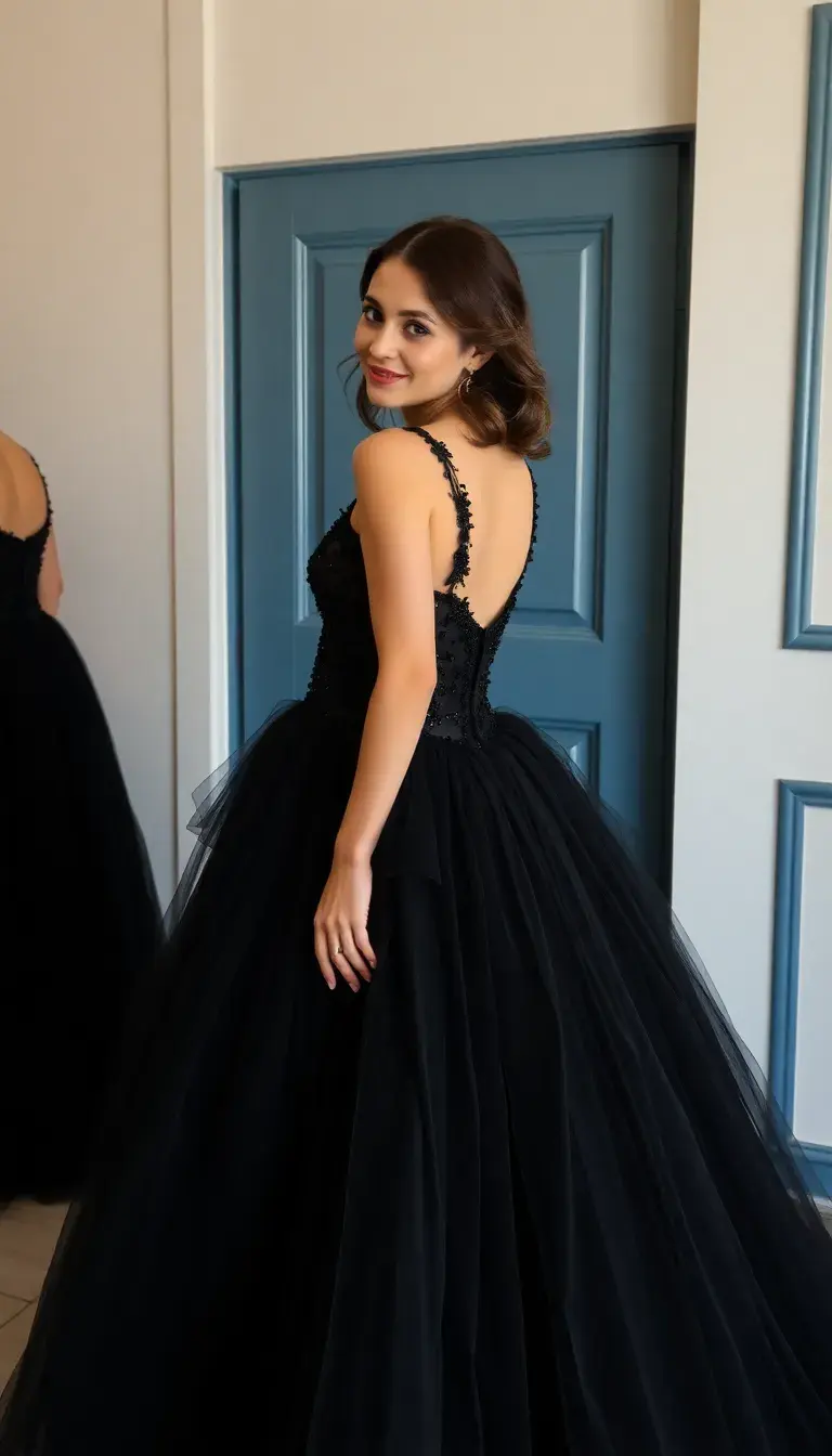Black Tulle Formal Dress