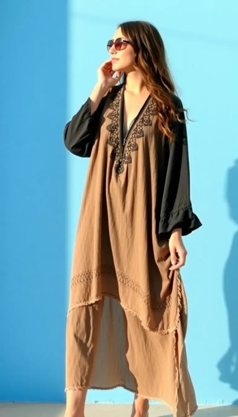 Black Long Sleeve Boho dress relaxed