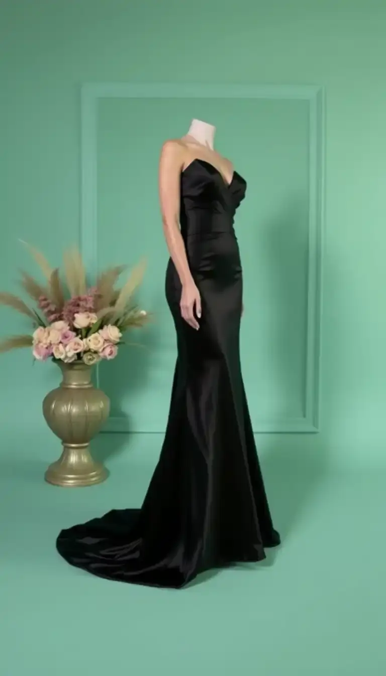Black Satin Prom Mermaid