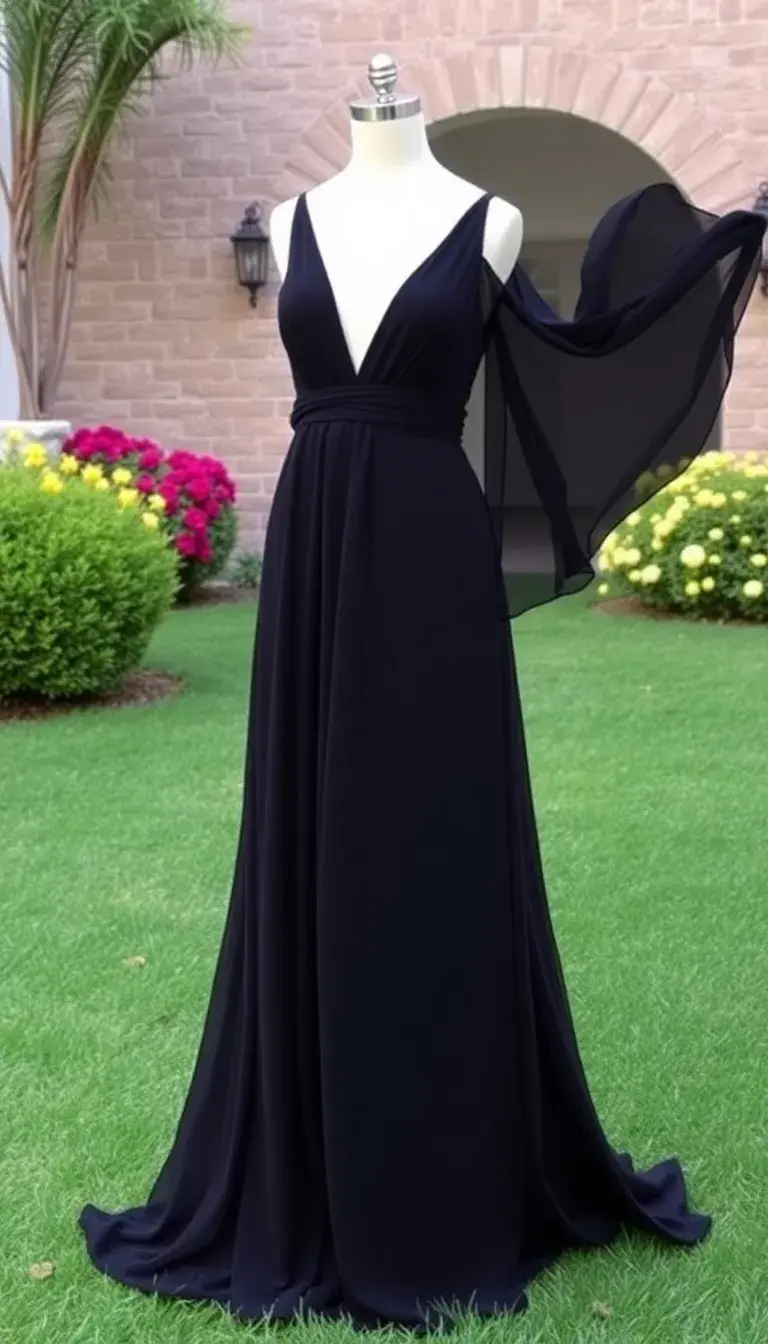 Black Chiffon Prom Maxi