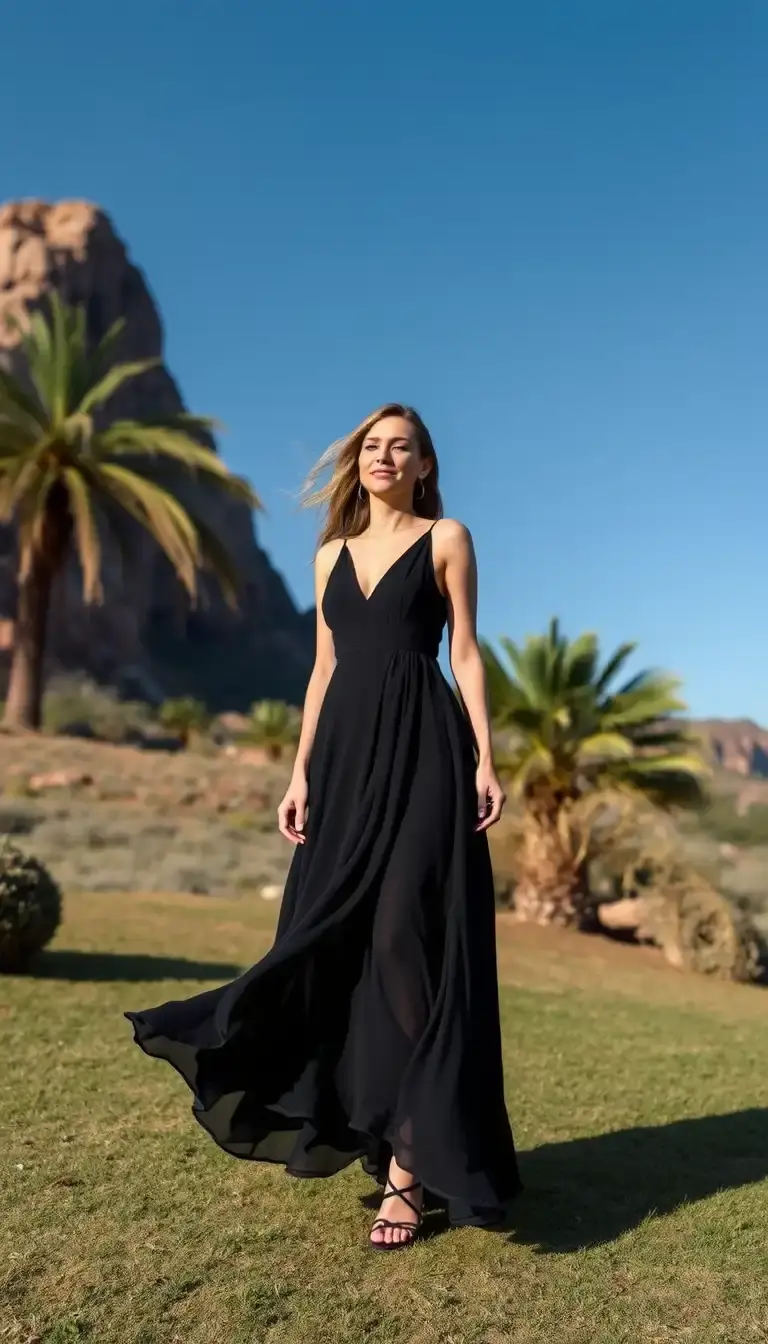 Black Chiffon Guest Maxi Dress