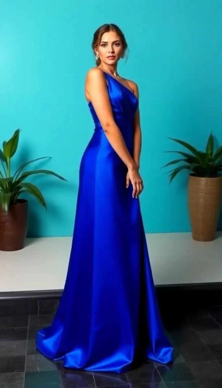 Royal Blue Satin Prom Dress