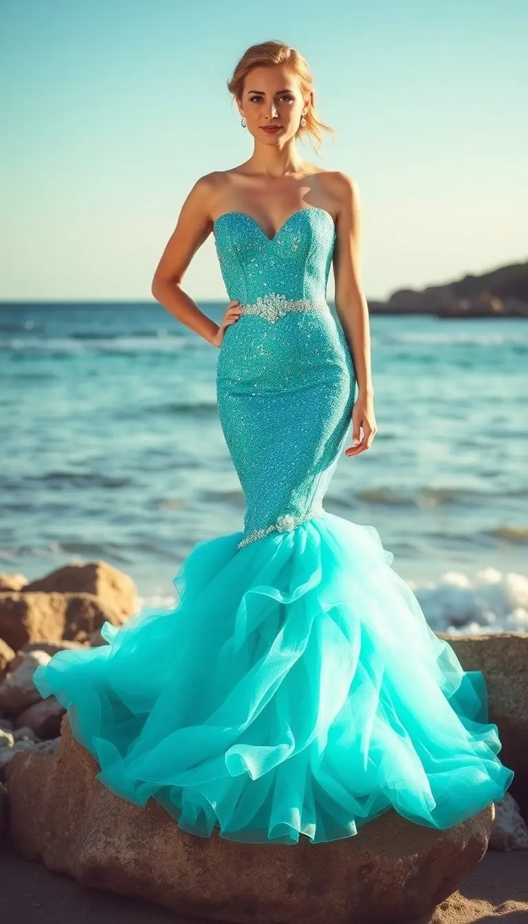 Turquoise Blue Mermaid Prom