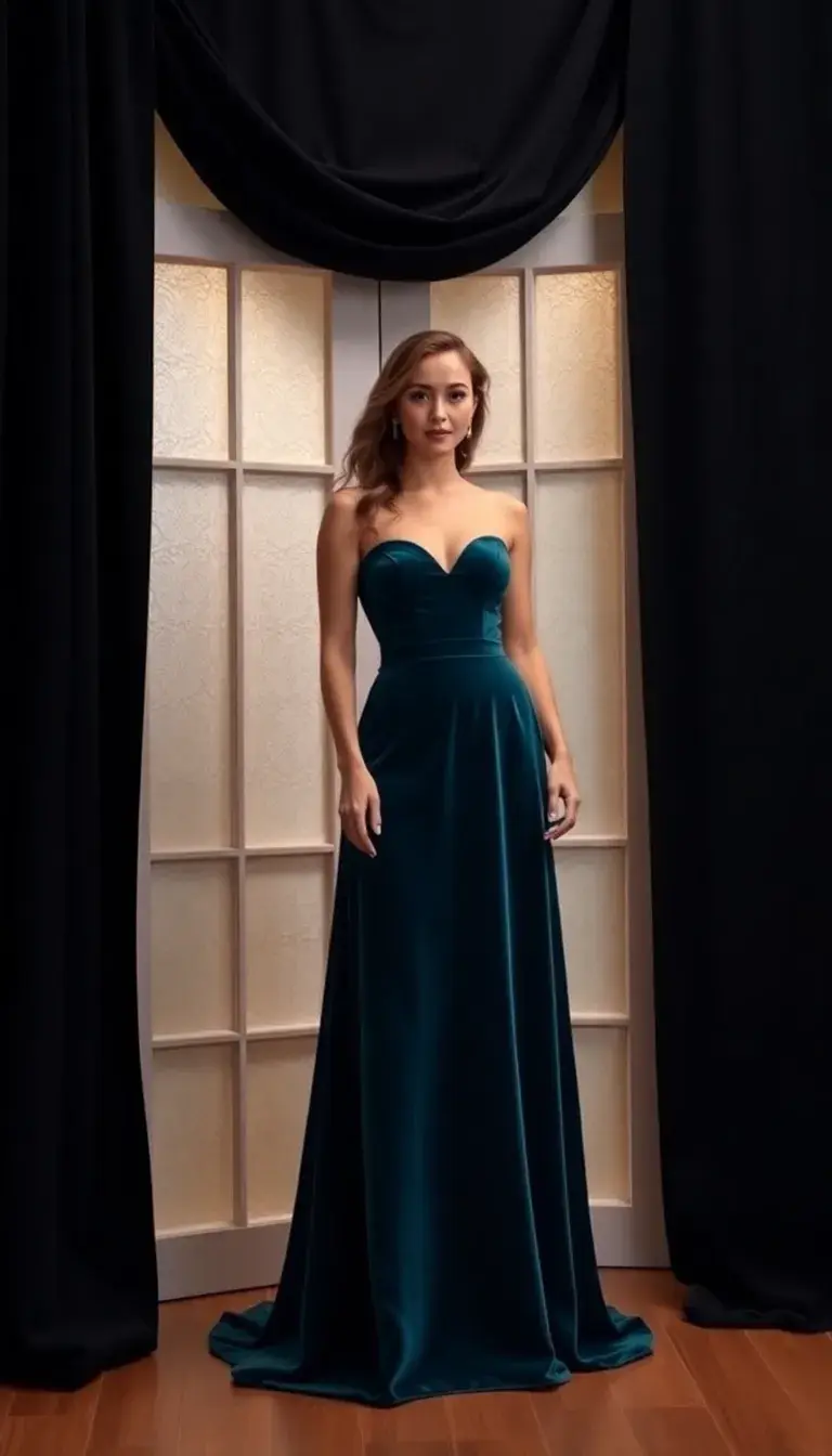 Teal Blue Velvet Prom Dress