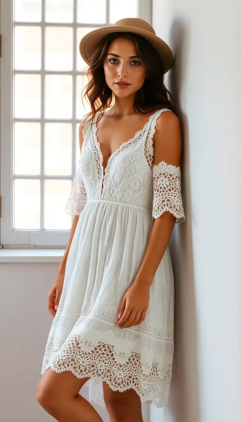 Lace Boho Midi Dress