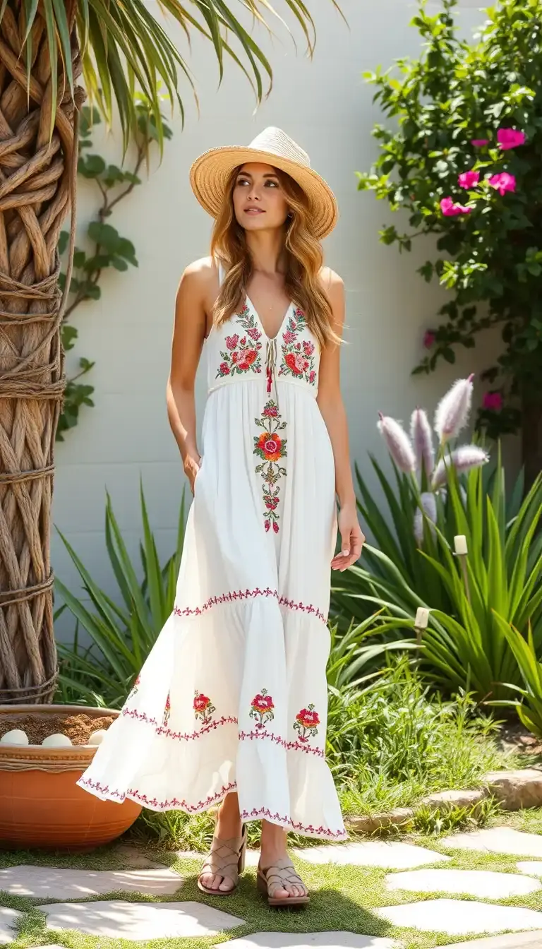 Embroidered Boho Sundress