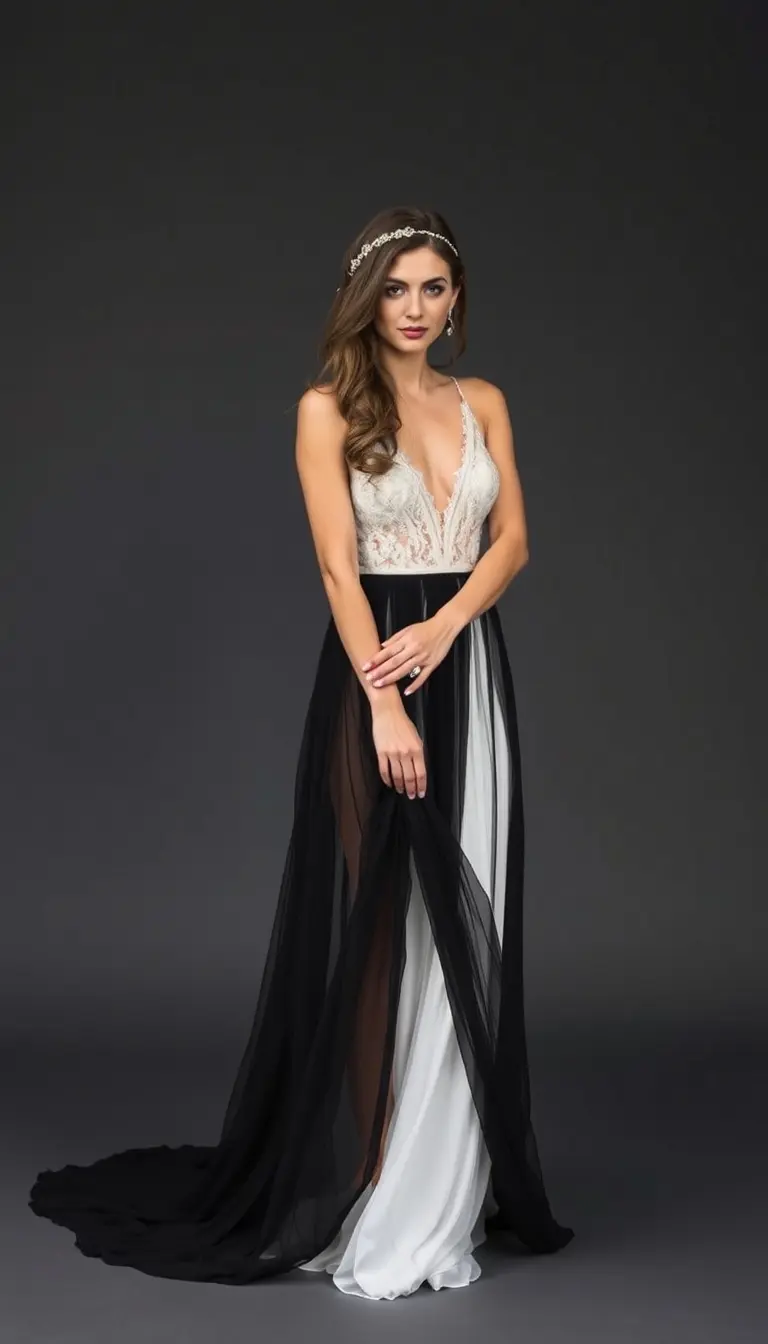Flowy Black Chiffon Boho Bridal