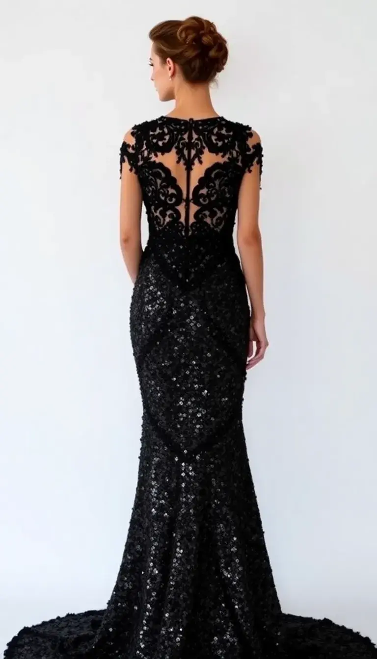Glittering Black Sequin Wedding Dress