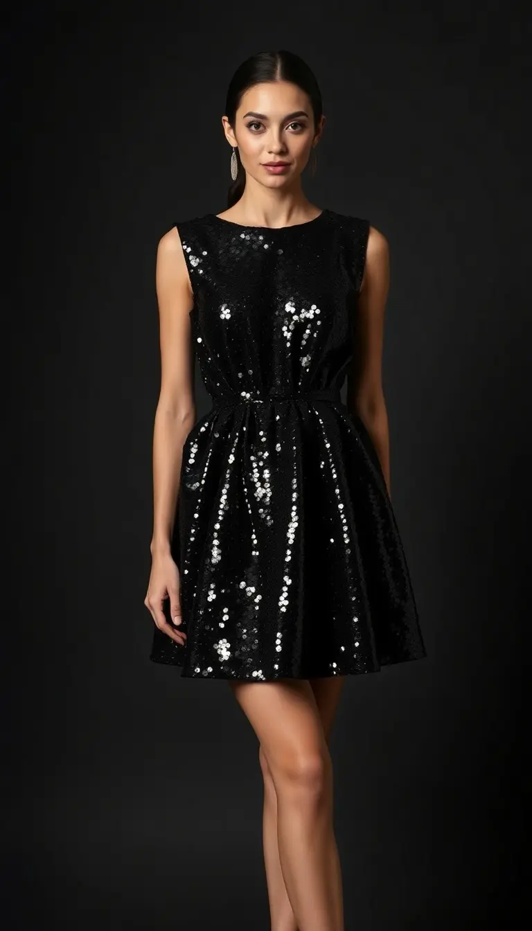 Black Sequin Bubble Dress