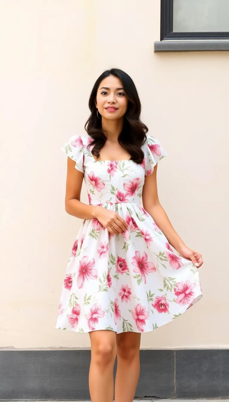 White Floral Bubble Dress