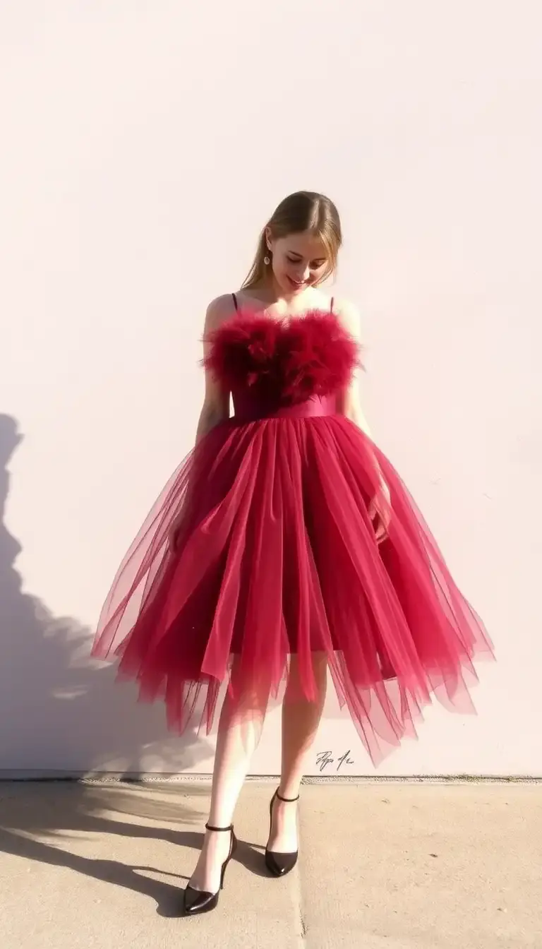 Burgundy Tulle Bubble Dress
