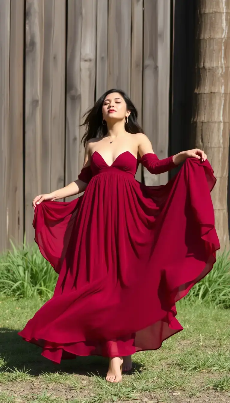 Burgundy Chiffon Maxi Dress
