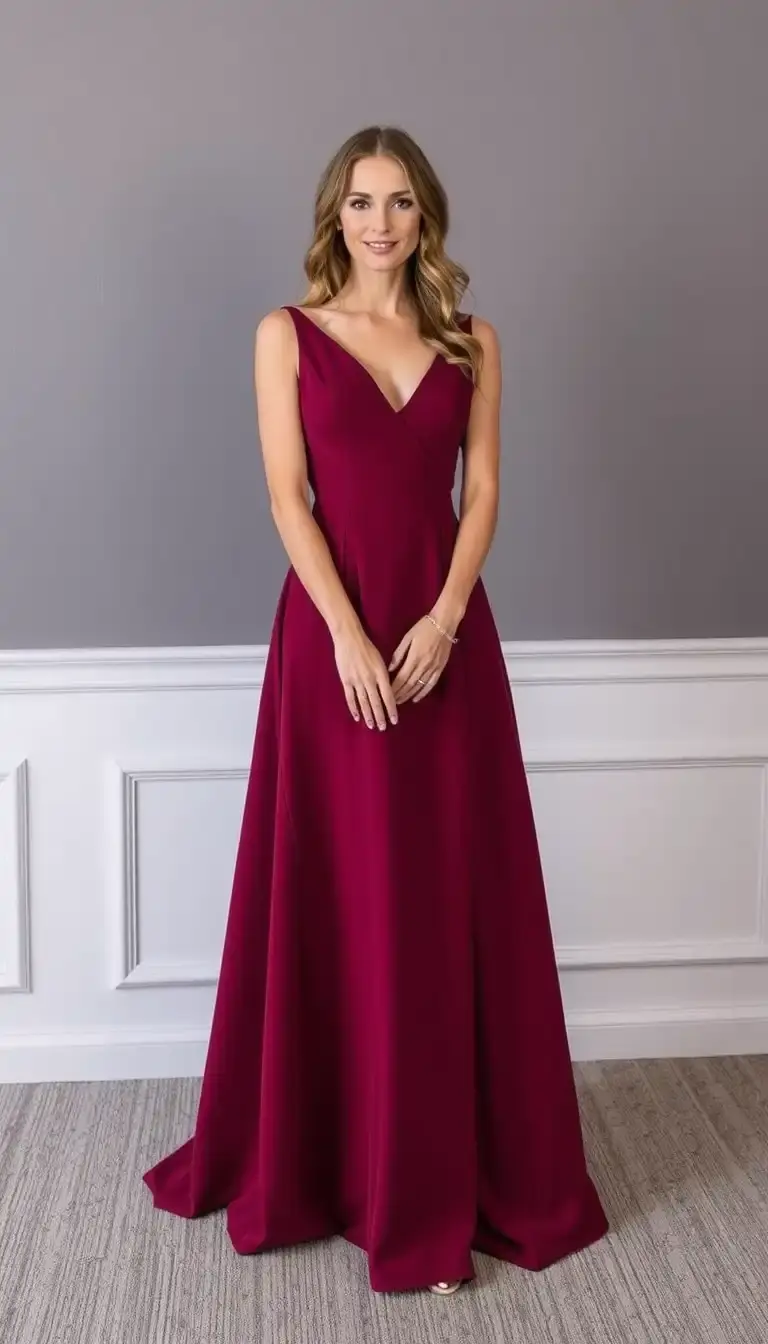 Burgundy A-Line Formal Dress