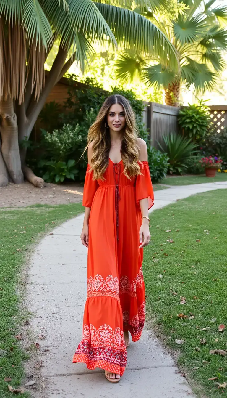 Burnt Orange Maxi Boho Dress