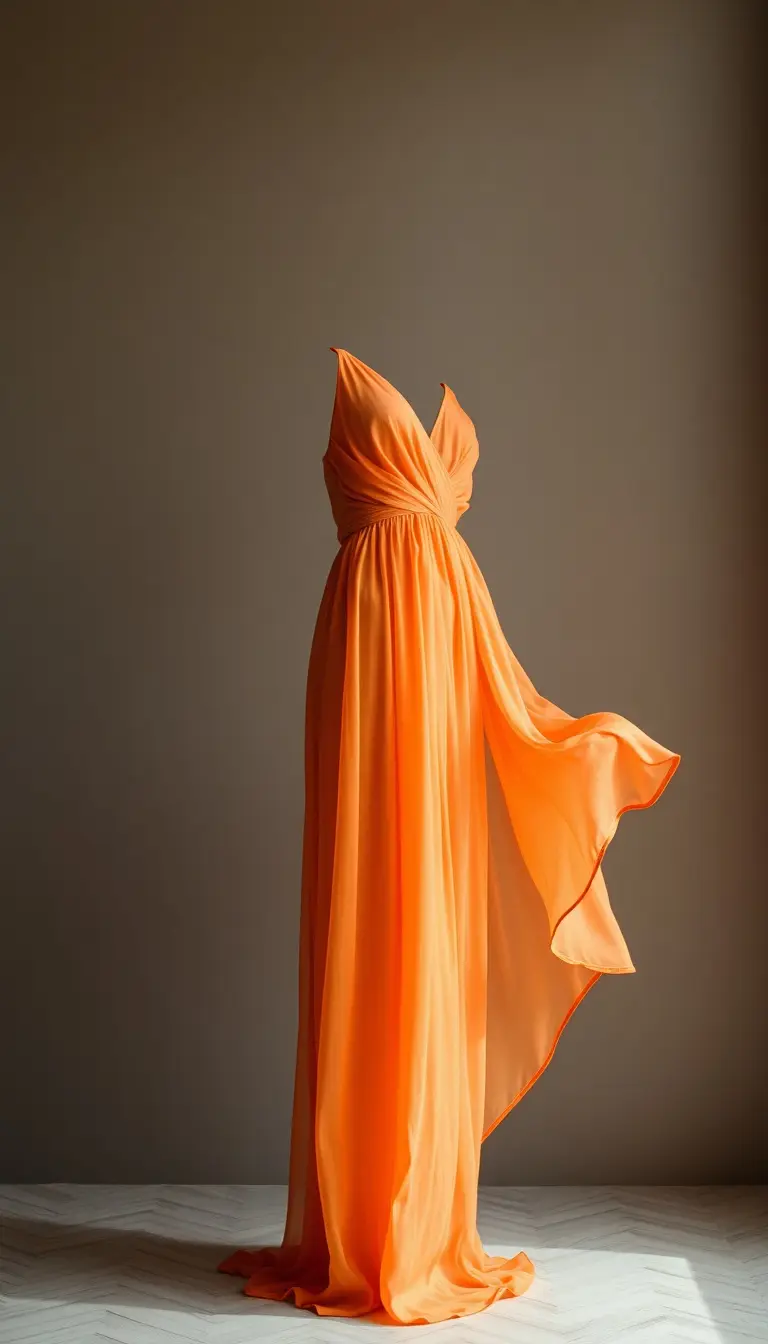 Burnt Orange Chiffon Dress