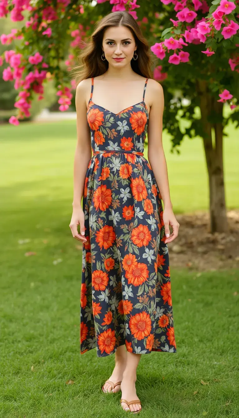 Burnt Orange Floral Sundress