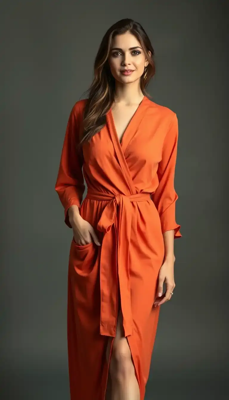 Burnt Orange Wrap Dress