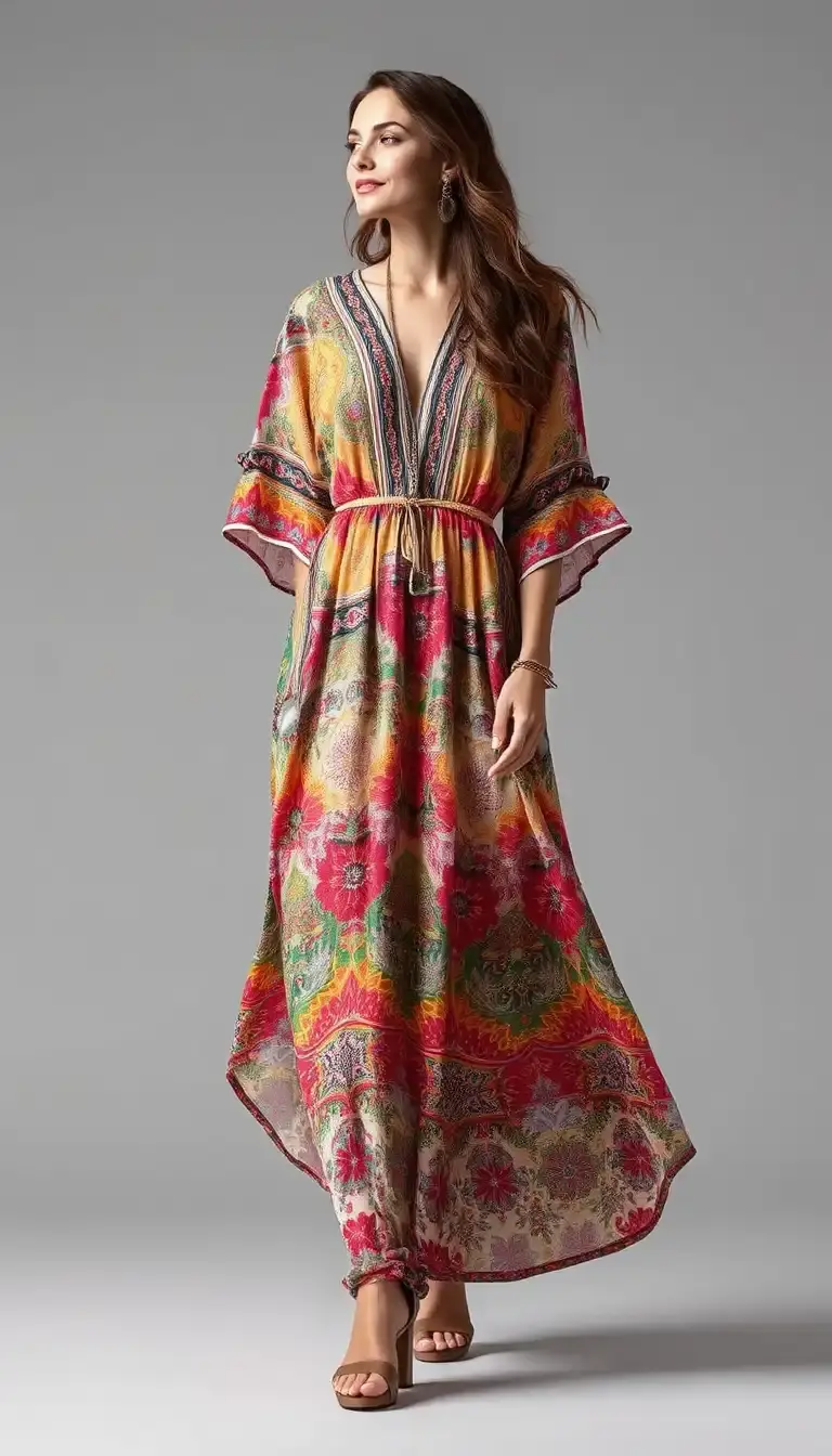 Printed Caftan Maxi Dress