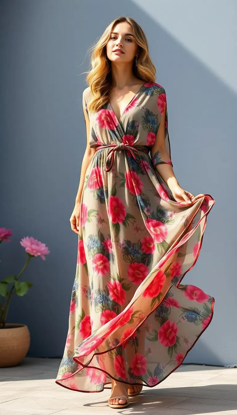 Floral Chiffon Maxi Dress