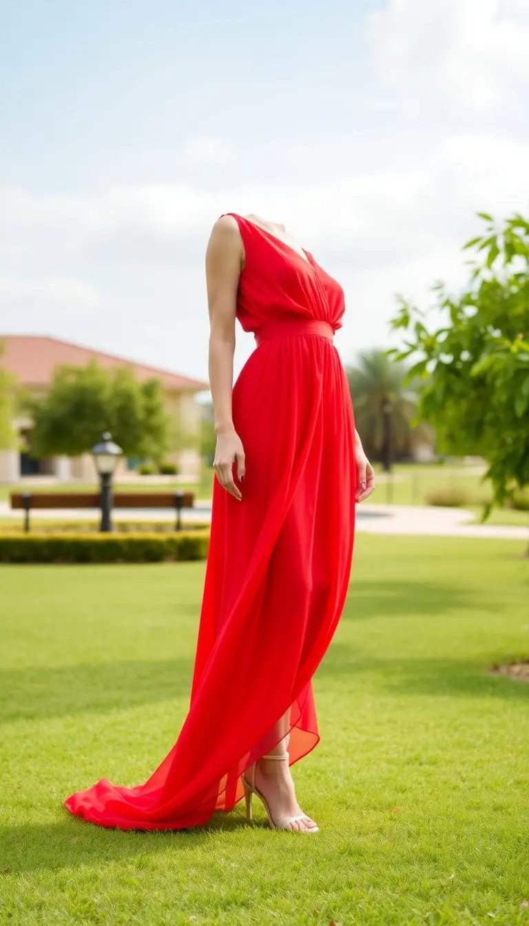 Red Chiffon Party Dress
