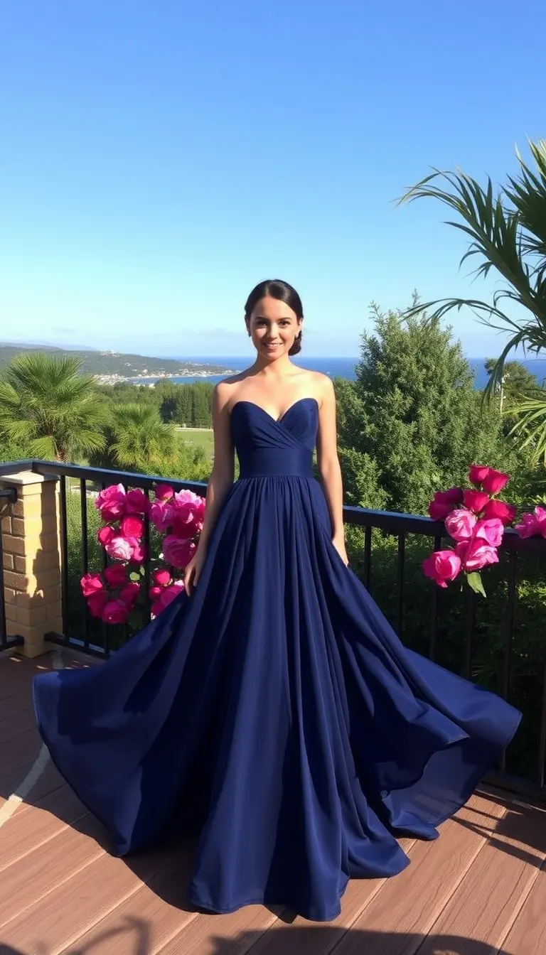 Navy Chiffon Formal Dress