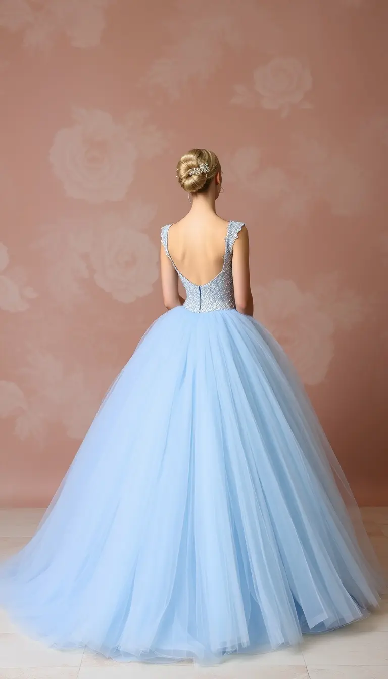 Blue Tulle Cinderella Ball Gown