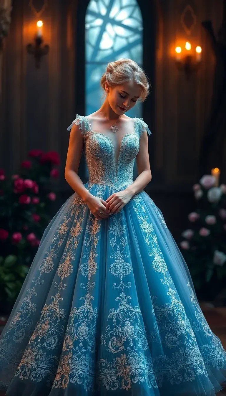 Embroidered Cinderella Dress