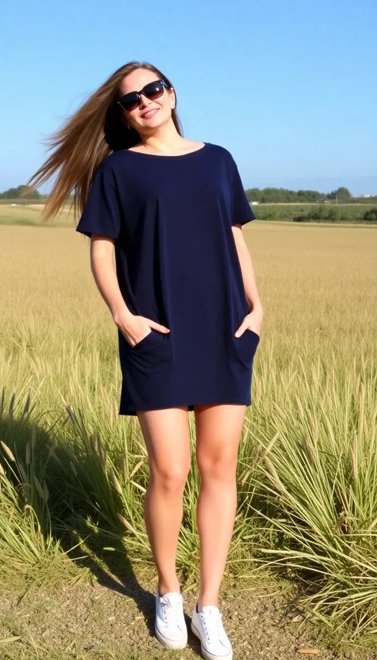Navy Jersey T-Shirt Dress