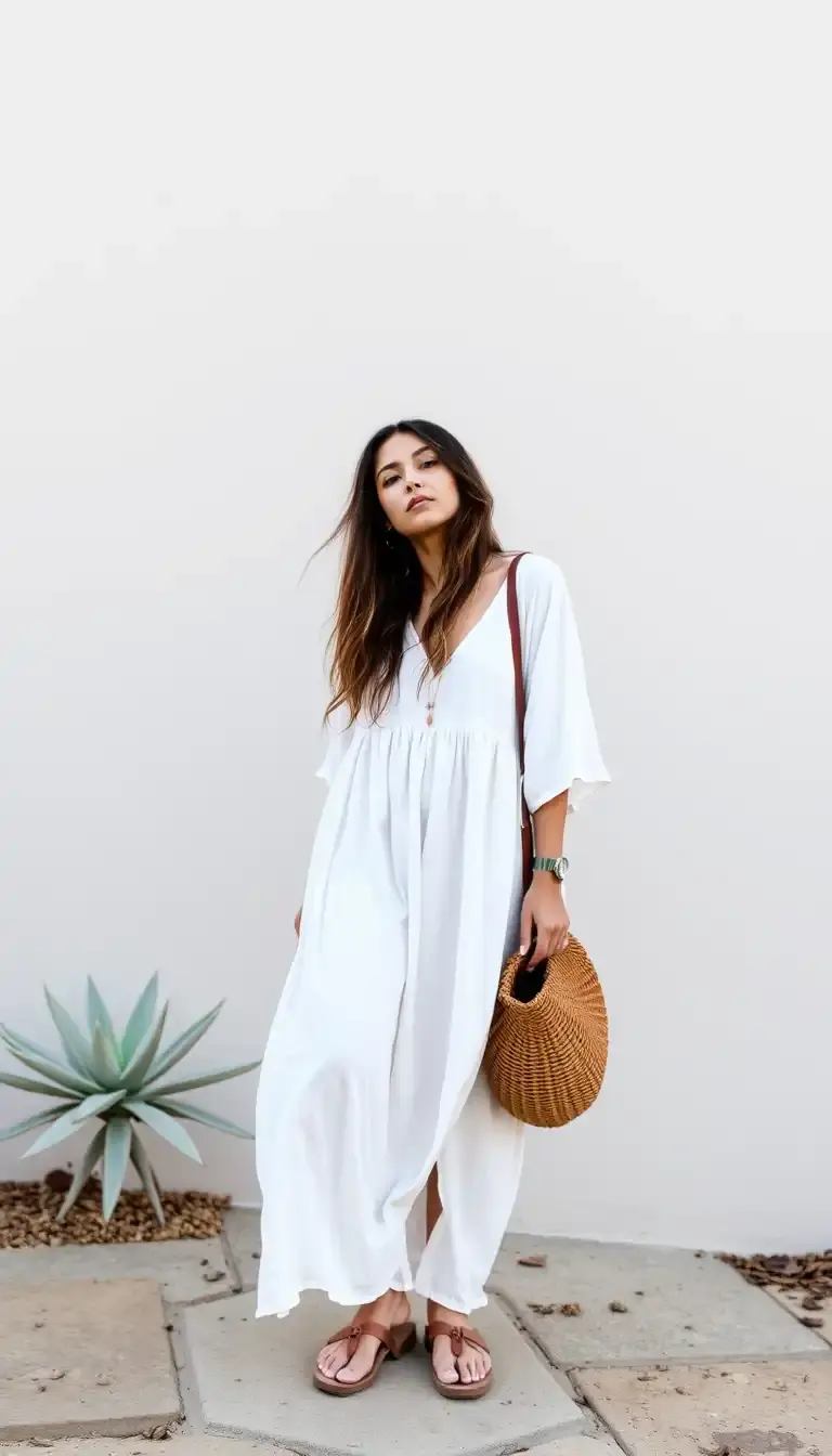 White Jersey Boho Dress