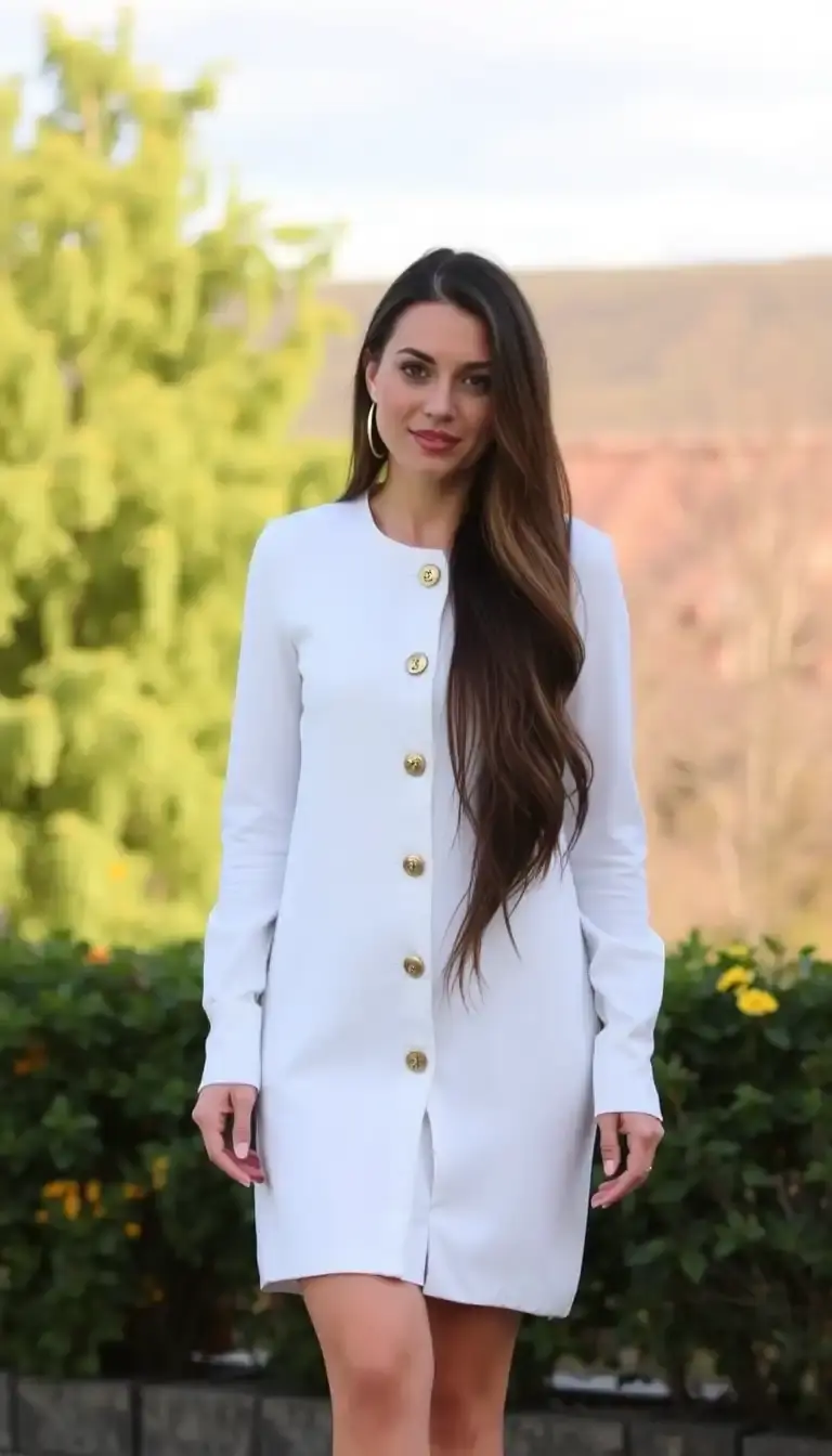 White and Gold Shift Dress