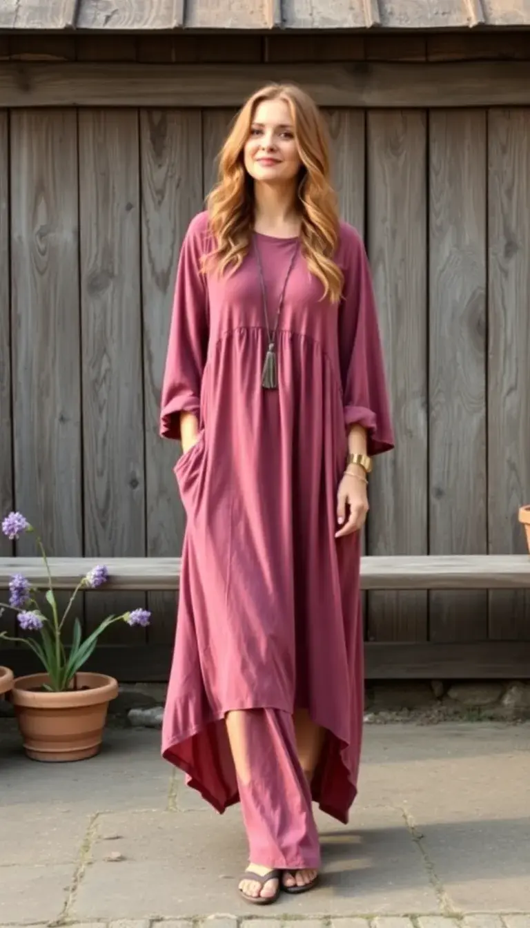 Mauve Purple Boho Dress