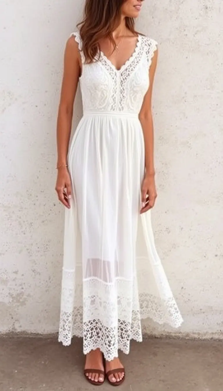 Lace Boho Midi Dress