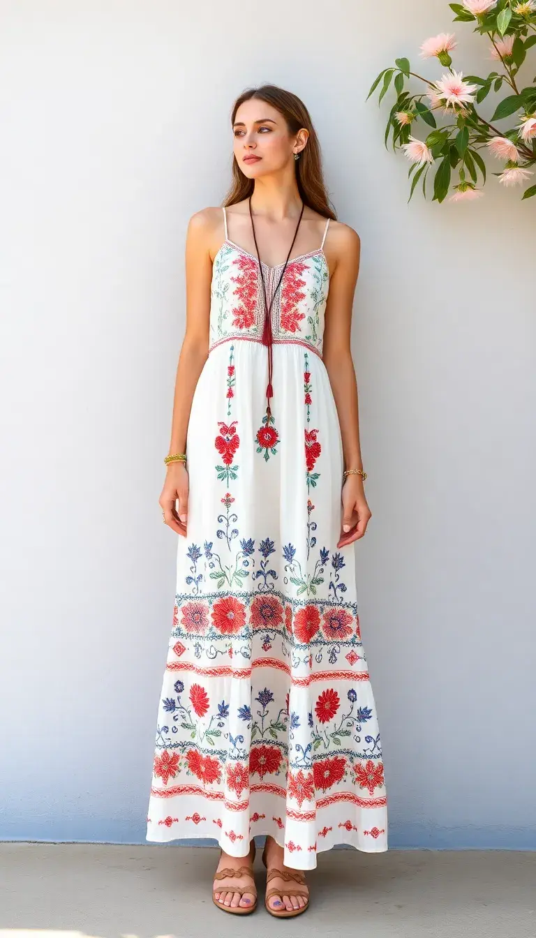 Embroidered Boho Sundress